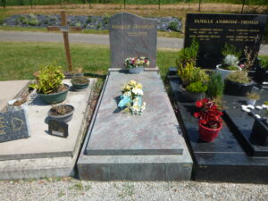 pots des fleurs sur cimetière